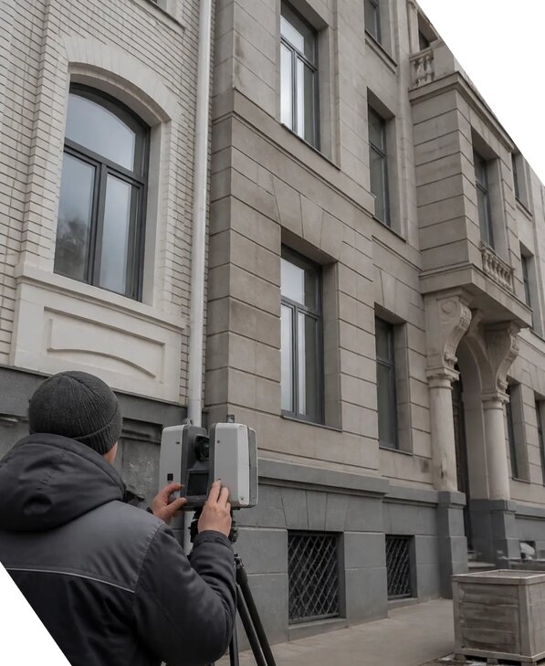 Лазерное сканирование фасадов зданий для обследования в Муре